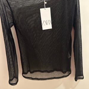 Zara black mesh top new with tags